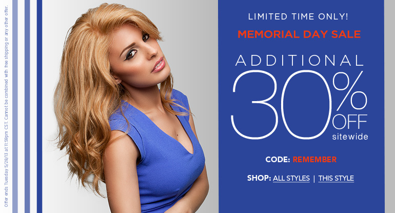 Memorial Day Wig Sale 2013 - Get 30% Off Sitewide